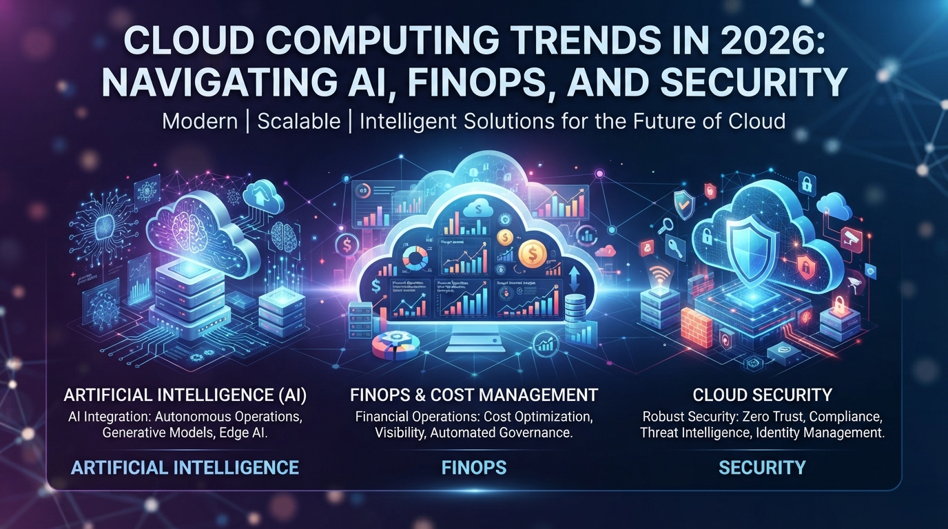 Cloud computing trends in 2026 center on AI, FinOps, and security