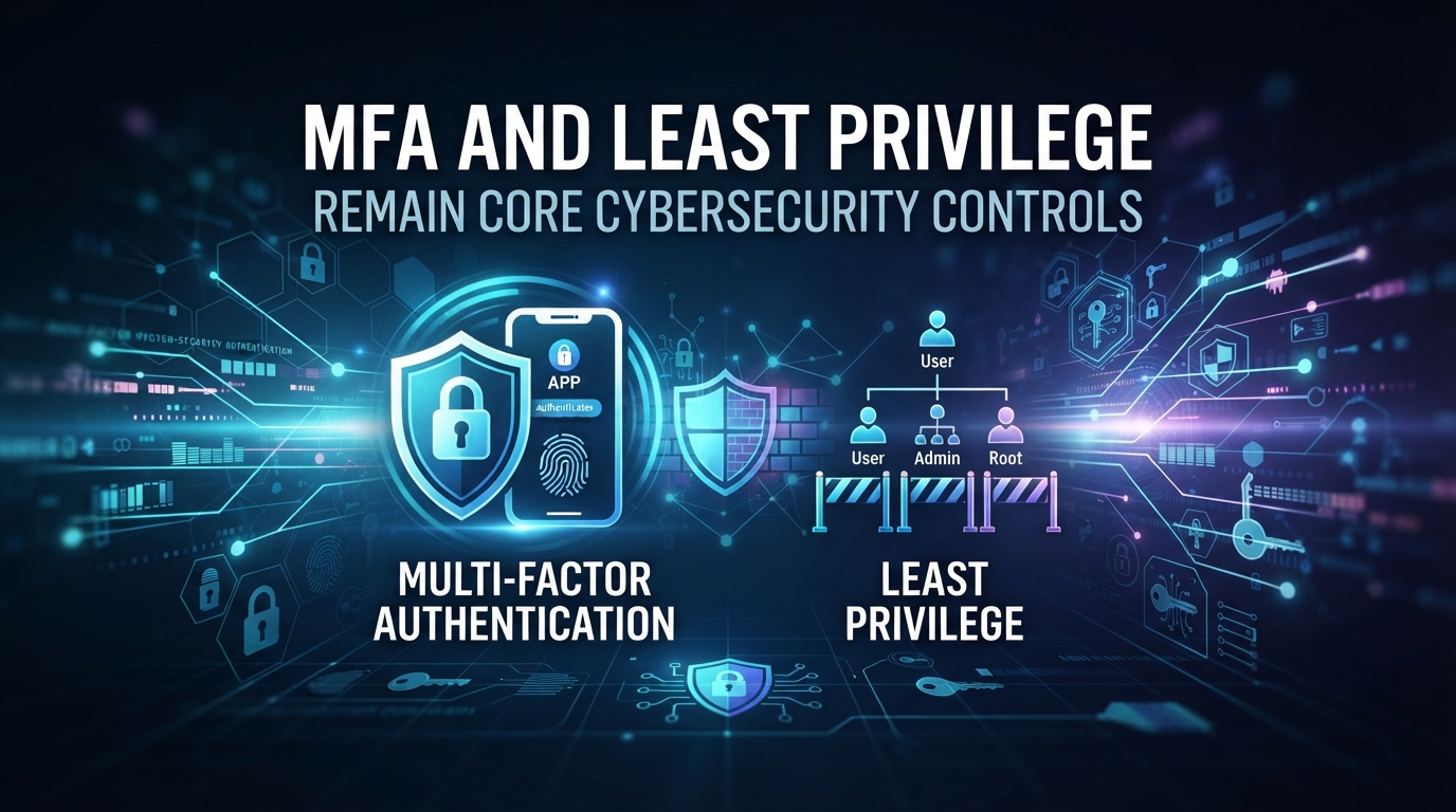 MFA and least privilege remain core cybersecurity controls