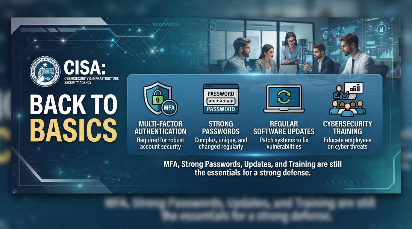 CISA says MFA, strong passwords, updates, and training are still the basics