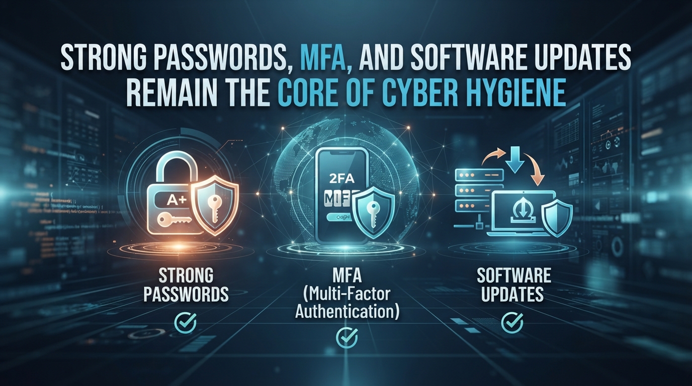 Strong Passwords, MFA, and Software Updates Remain the Core of Cyber Hygiene