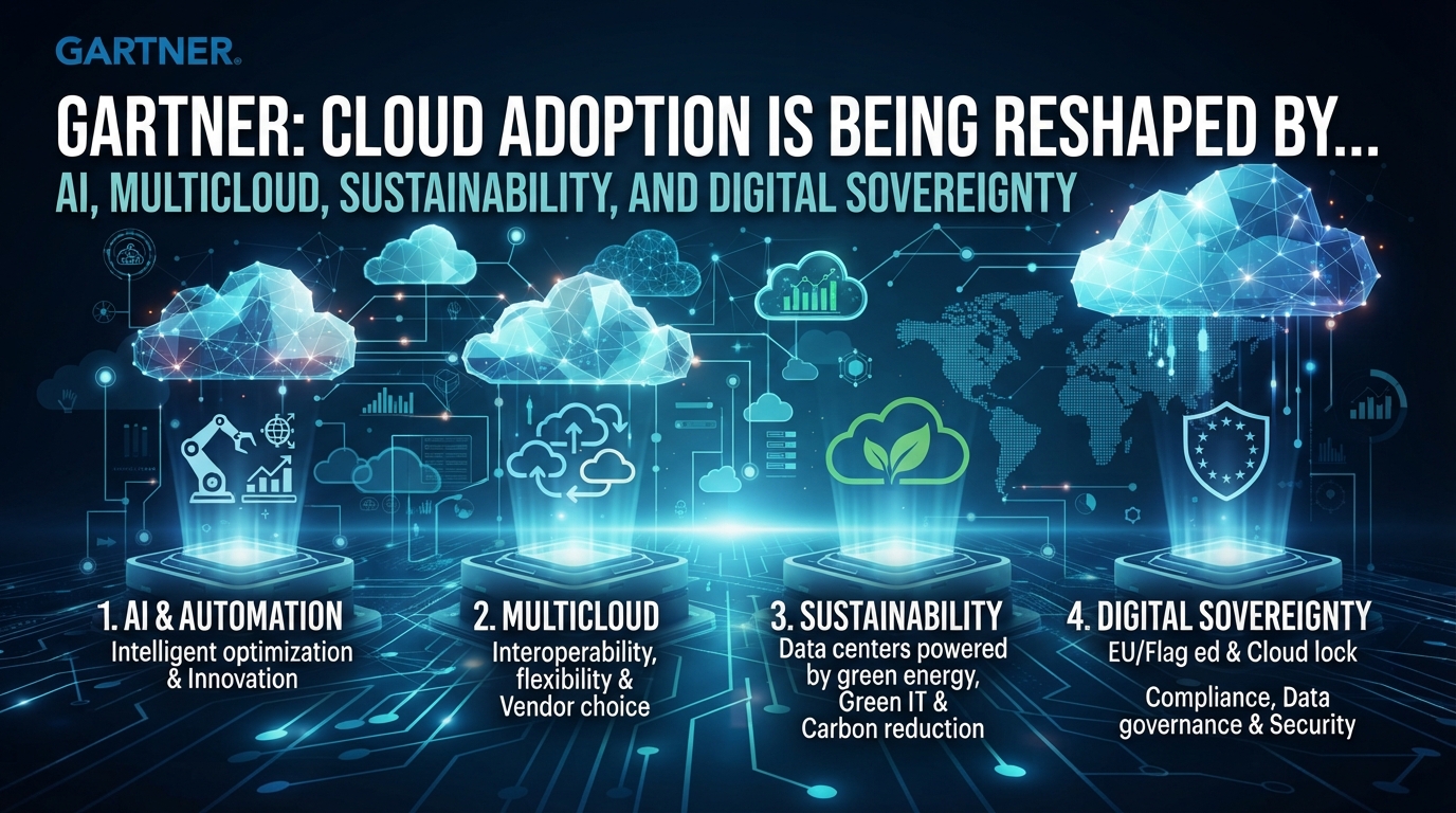 Gartner: cloud adoption is being reshaped by AI, multicloud, sustainability, and digital sovereignty