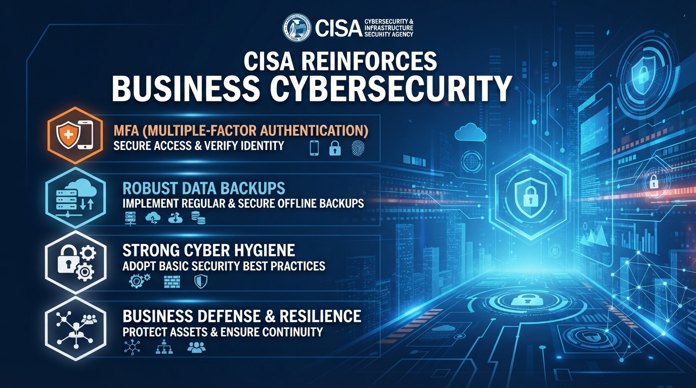 CISA reinforces MFA, backups, and strong cyber hygiene for businesses
